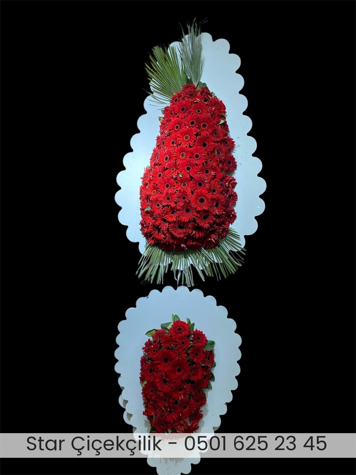 Kırmızı Gerbera Çelenk Çift Kat