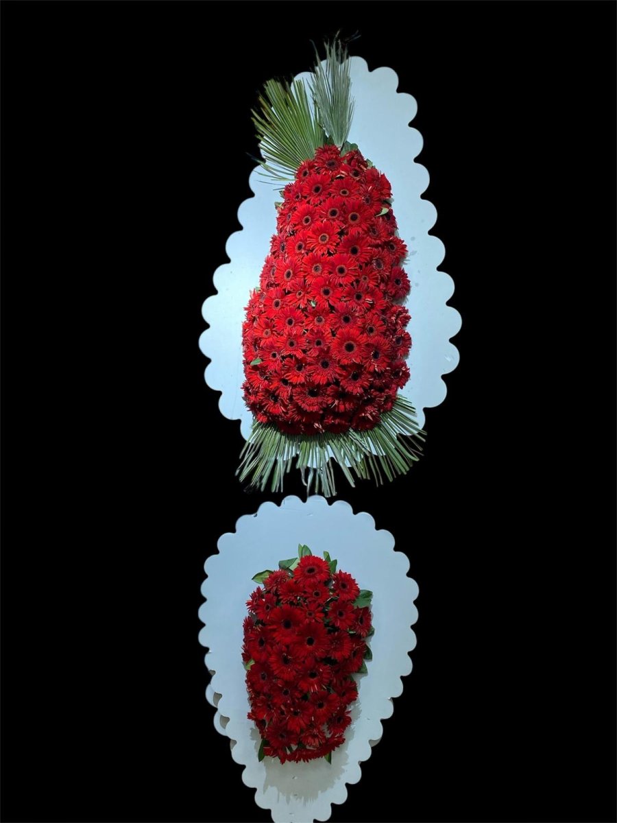 Kırmızı Gerbera Çelenk Çift Kat